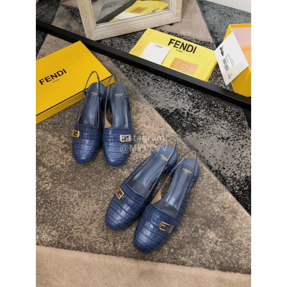 Fendi New Summer Calf High Heel Sandals For Women Blue