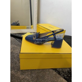 Fendi New Summer Calf High Heel Sandals For Women Blue