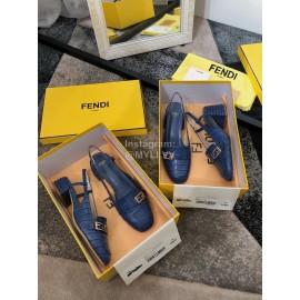 Fendi New Summer Calf High Heel Sandals For Women Blue