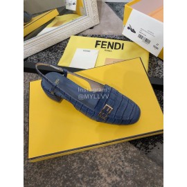 Fendi New Summer Calf High Heel Sandals For Women Blue