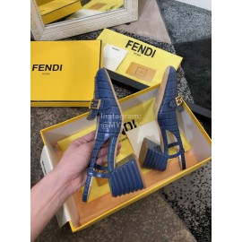 Fendi New Summer Calf High Heel Sandals For Women Blue