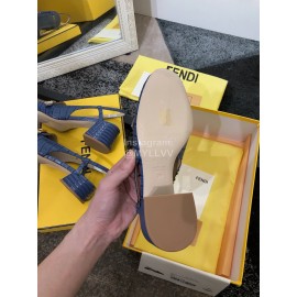 Fendi New Summer Calf High Heel Sandals For Women Blue
