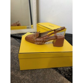 Fendi New Summer Calf High Heel Sandals For Women Brown