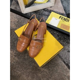 Fendi New Summer Calf High Heel Sandals For Women Brown