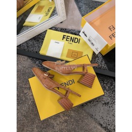 Fendi New Summer Calf High Heel Sandals For Women Brown