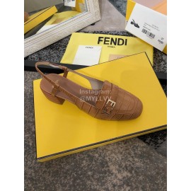 Fendi New Summer Calf High Heel Sandals For Women Brown