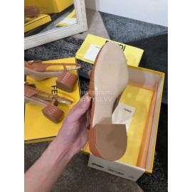Fendi New Summer Calf High Heel Sandals For Women Brown