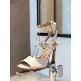Fendi Summer New Leather High Heel Sandals For Women White