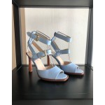 Fendi Summer New Leather High Heel Sandals For Women Blue