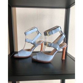 Fendi Summer New Leather High Heel Sandals For Women Blue