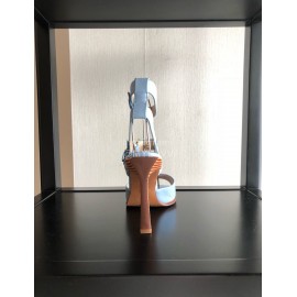 Fendi Summer New Leather High Heel Sandals For Women Blue