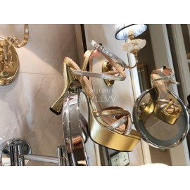 Fendi Summer New Leather High Heel Sandals For Women Gold