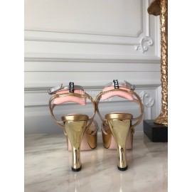 Fendi Summer New Leather High Heel Sandals For Women Gold