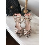 Fendi Summer New Leopard Print Leather High Heel Sandals For Women 
