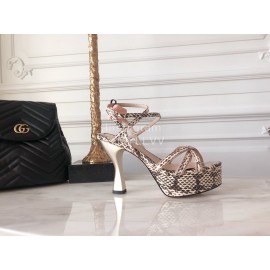 Fendi Summer New Leopard Print Leather High Heel Sandals For Women 