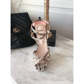 Fendi Summer New Leopard Print Leather High Heel Sandals For Women 