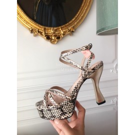 Fendi Summer New Leopard Print Leather High Heel Sandals For Women 