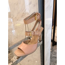 Fendi Summer New Leather High Heel Sandals For Women Pink