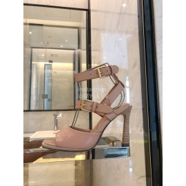 Fendi Summer New Leather High Heel Sandals For Women Pink