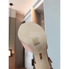 Fendi Summer New Leather High Heel Sandals For Women Pink