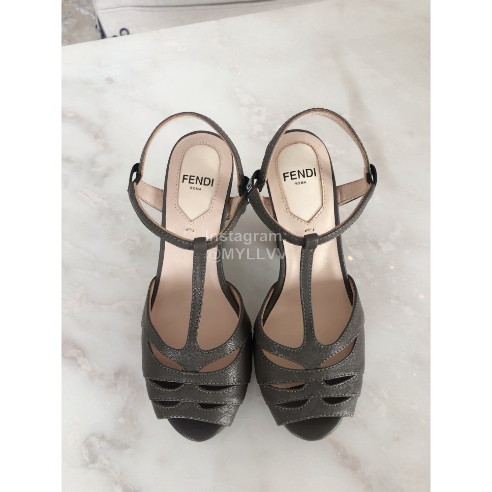 Fendi New Summer Cowhide High Heel Sandals For Women Black
