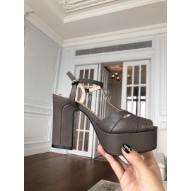 Fendi New Summer Cowhide High Heel Sandals For Women Black