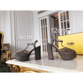 Fendi New Summer Cowhide High Heel Sandals For Women Black