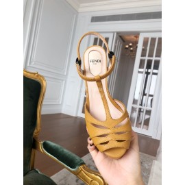 Fendi New Summer Cowhide High Heel Sandals For Women Brown