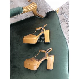 Fendi New Summer Cowhide High Heel Sandals For Women Brown