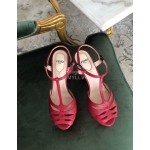 Fendi New Summer Cowhide High Heel Sandals For Women Red