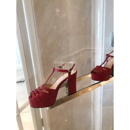 Fendi New Summer Cowhide High Heel Sandals For Women Red