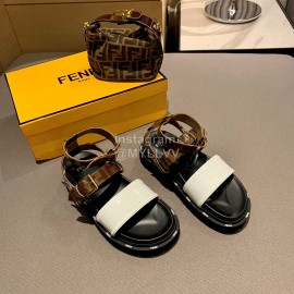 Fendi New Soft Leather Sandals For Women White