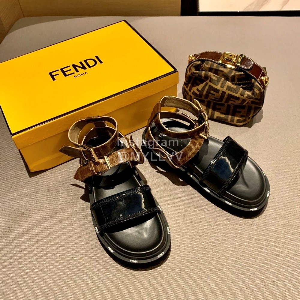 Fendi New Soft Leather Sandals For Women Black