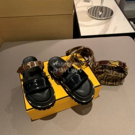 Fendi New Soft Leather Sandals For Women Black