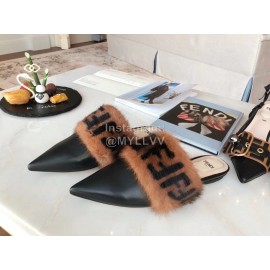 Fendi Winter Soft Push Leather Flat Heel Sandals For Women 