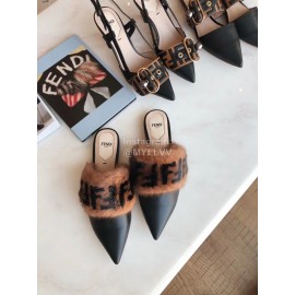 Fendi Winter Soft Push Leather Flat Heel Sandals For Women 