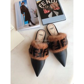 Fendi Winter Soft Push Leather Flat Heel Sandals For Women 
