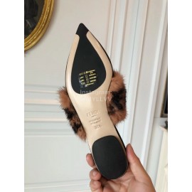 Fendi Winter Soft Push Leather Flat Heel Sandals For Women 