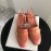 Fendi New Pink Orange Leather High Heeled Sandals For Women 