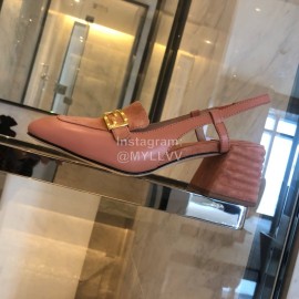Fendi New Pink Orange Leather High Heeled Sandals For Women 