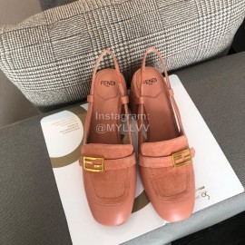 Fendi New Pink Orange Leather High Heeled Sandals For Women 