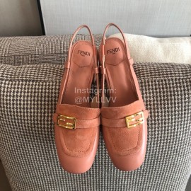 Fendi New Pink Orange Leather High Heeled Sandals For Women 