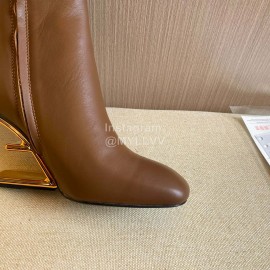 Fendi Collection First Cowhide High Heeled Boots For Women Brown