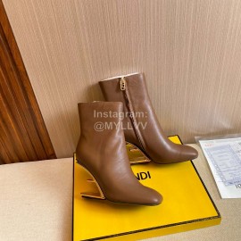 Fendi Collection First Cowhide High Heeled Boots For Women Brown