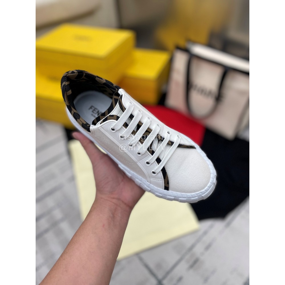 Fendi Fashion Silk Cowhide Casual Sneakers For Men And Women White
