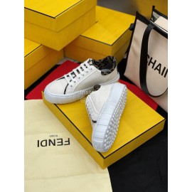 Fendi Fashion Silk Cowhide Casual Sneakers For Men And Women White