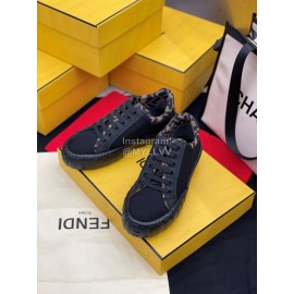 Fendi Fashion Silk Cowhide Casual Sneakers For Men And Women Black