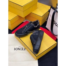 Fendi Fashion Silk Cowhide Casual Sneakers For Men And Women Black