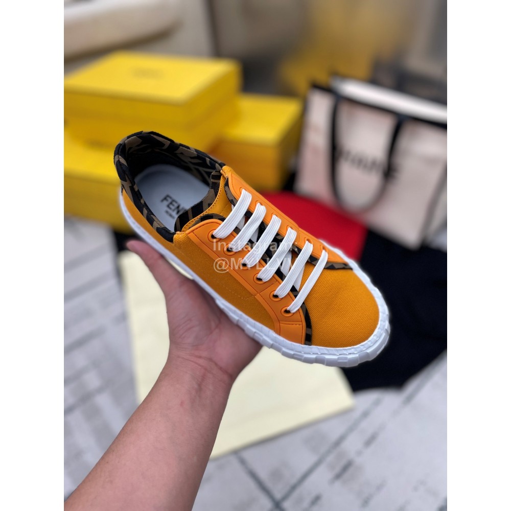 Fendi Fashion Silk Cowhide Casual Sneakers For Men And Women Orange