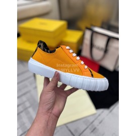 Fendi Fashion Silk Cowhide Casual Sneakers For Men And Women Orange